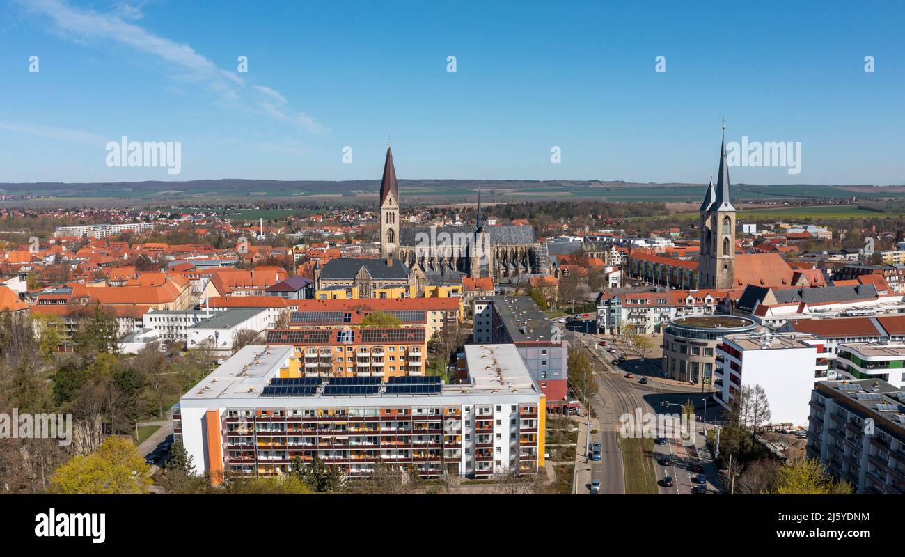 Luftbildaufnahmen Drohnenaufnahmen aus Halberstadt Harz Stockfoto