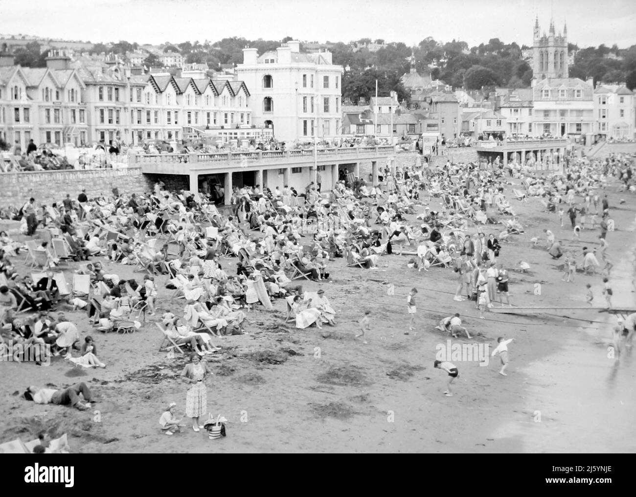 Teignmouth Beach, Devon in der 1950s Stockfoto