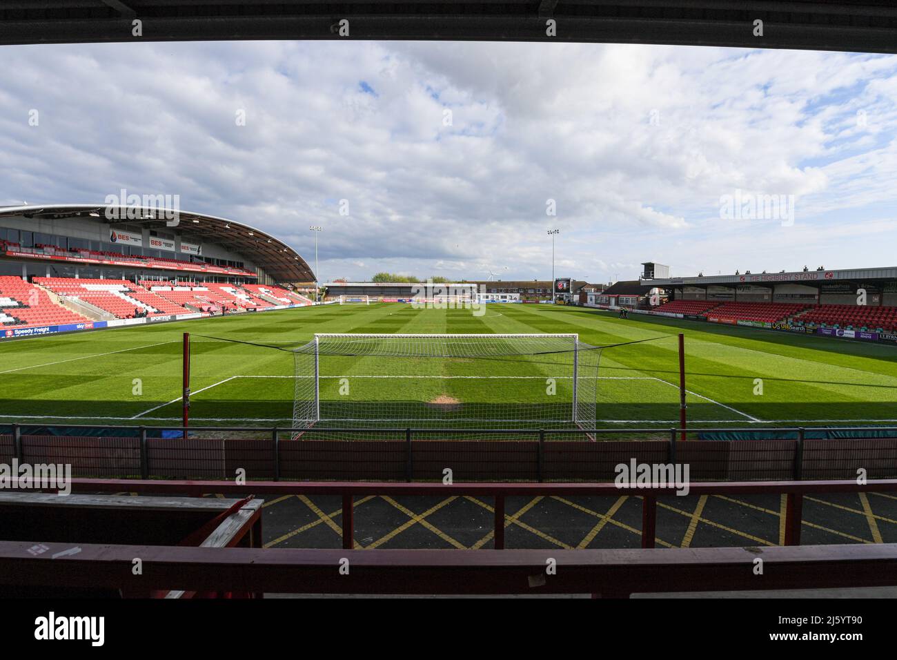 Ein allgemeiner Blick auf das Highbury Stadium, die Heimat von Fleetwood Town vor ihrem Sky Bet League One Spiel gegen Sheffield am Mittwoch Stockfoto