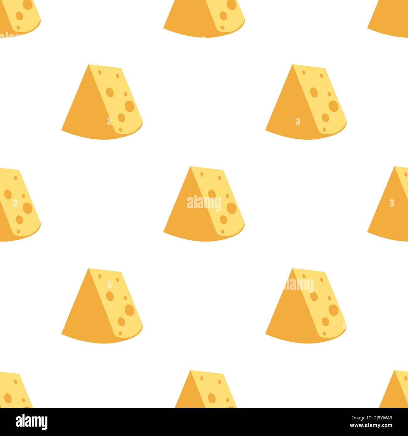 Schöne gelbe Käse isoliert auf weißem Hintergrund ist in Nahtloses Muster - Vektor-Illustration Stock Vektor