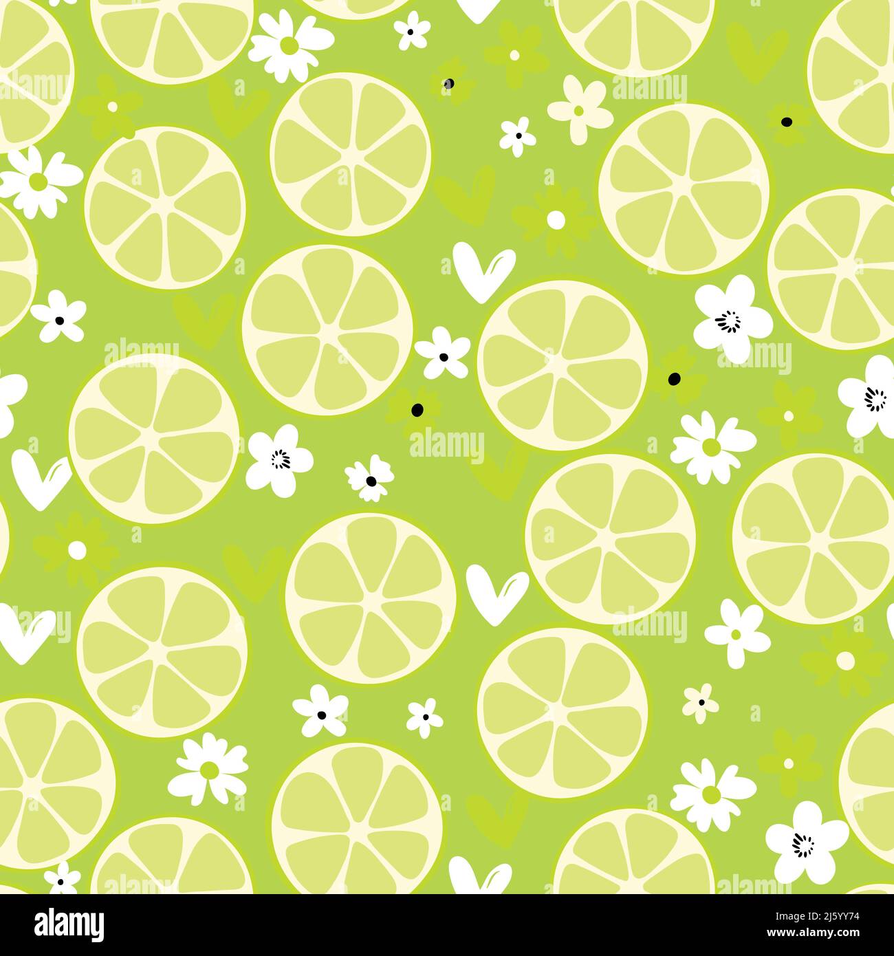Sommer-Illustration mit Orangen und Zitronen. Seamlees-Muster mit bunten Früchten auf farbigem Hintergrund. Lebensmittelkonzept. Vorlagendesign für Einladung Stock Vektor