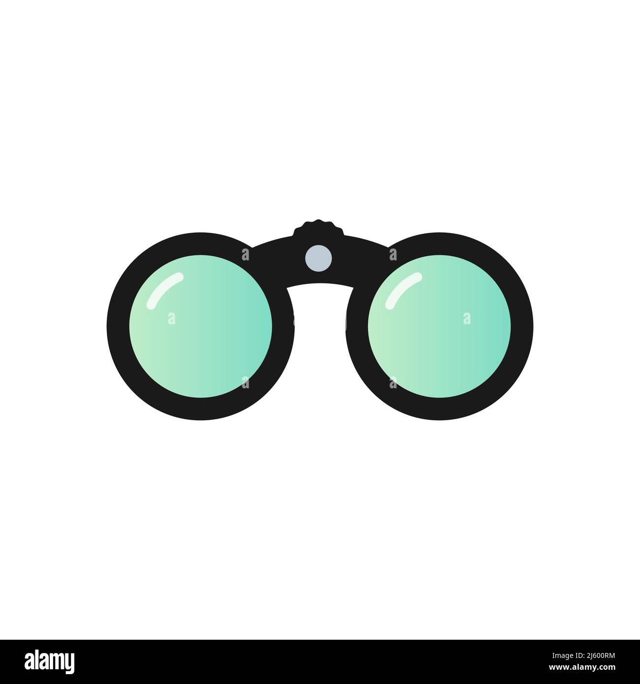 Fernglas-Symbol. Vorderansicht. Konzept der Erforschung, Beobachtung, Forschung. Vektorgrafik, flaches Design Stock Vektor