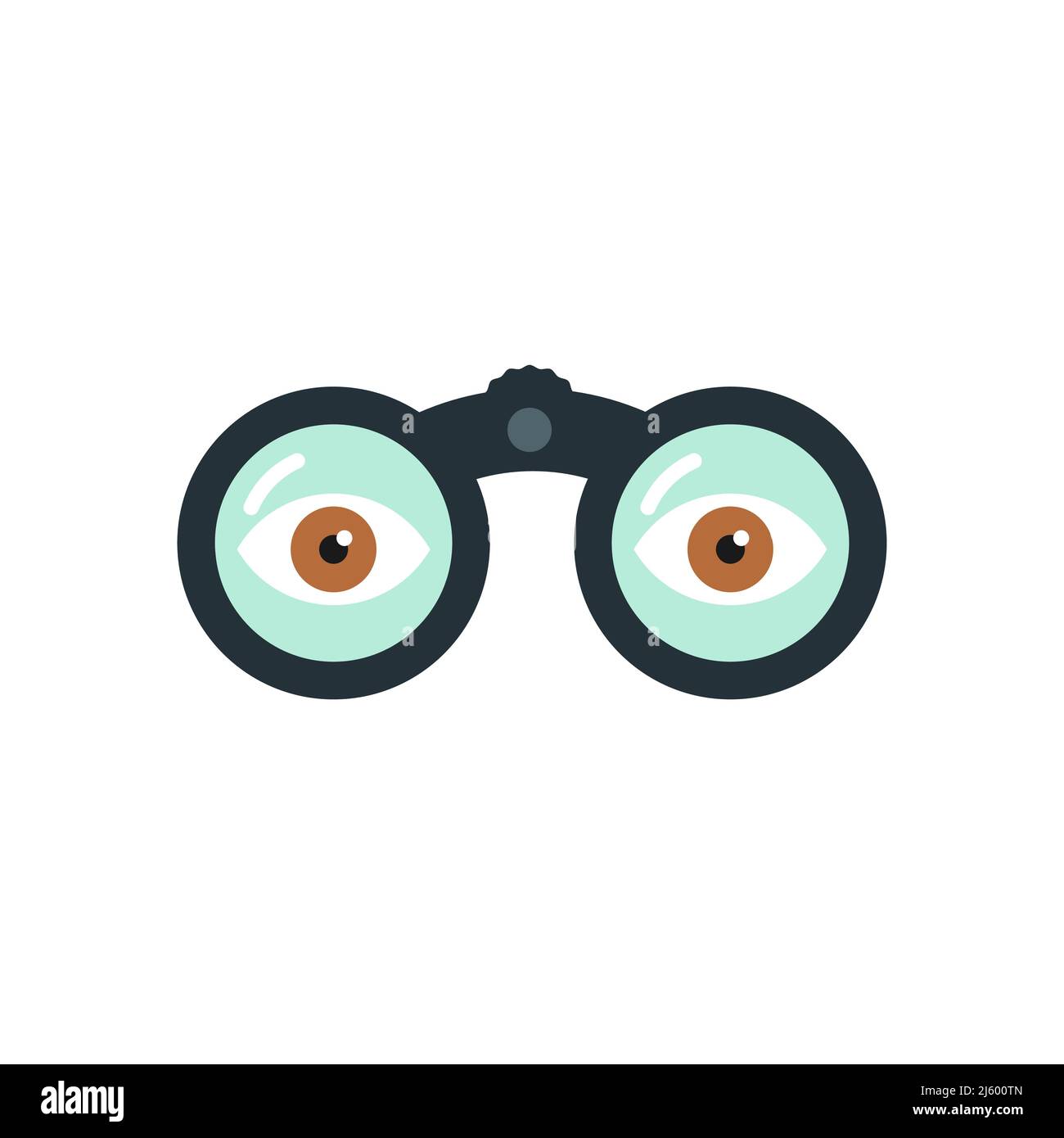 Fernglas mit Augensymbol. Konzept der Beobachtung, Privatsphäre, Neugier, Forschung. Vektorgrafik, flaches Design Stock Vektor