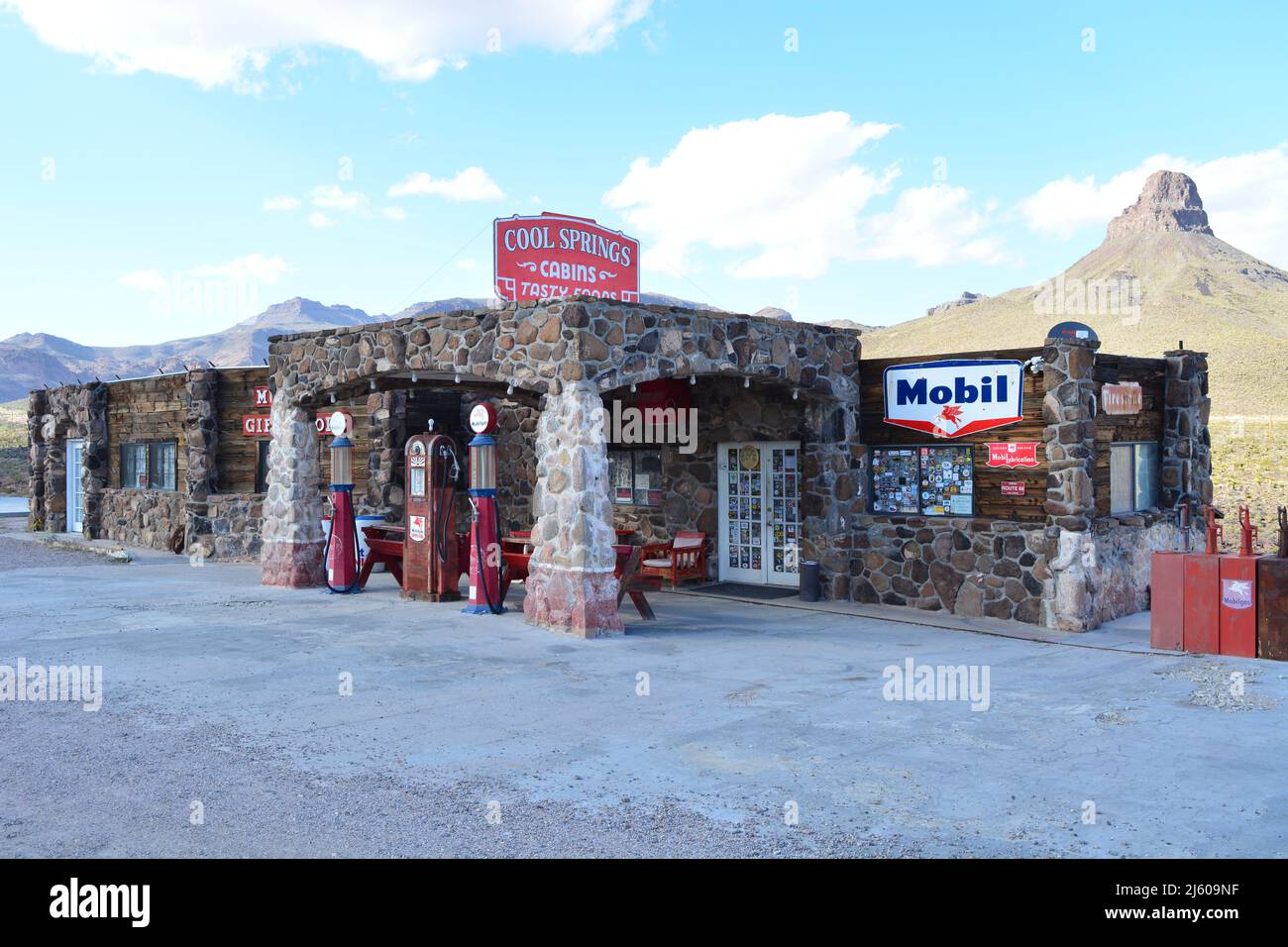 Alte Tankstelle an der Route 66, Cool Spring, Arizona Stockfoto