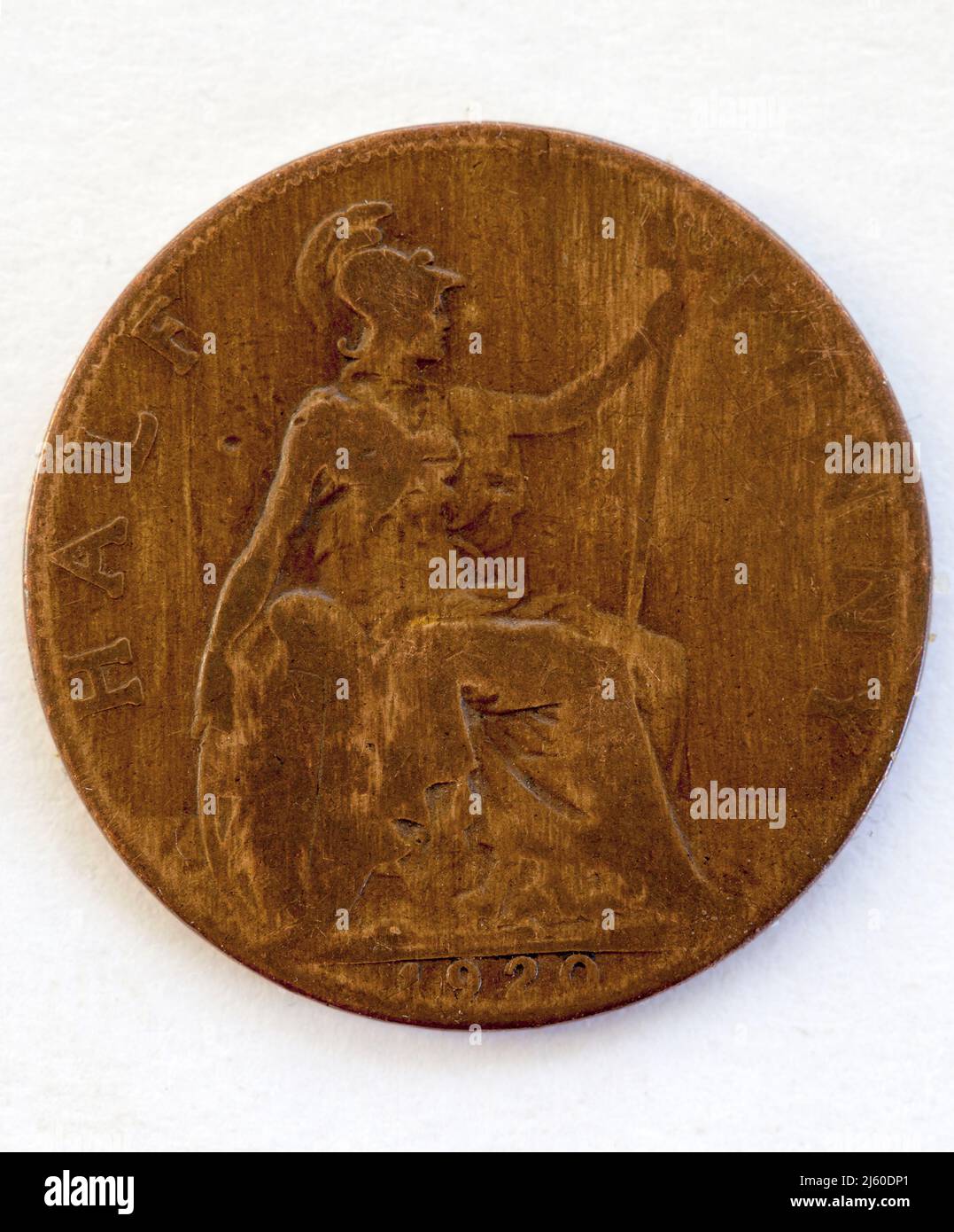 1920s Old British Half Penny Stockfoto