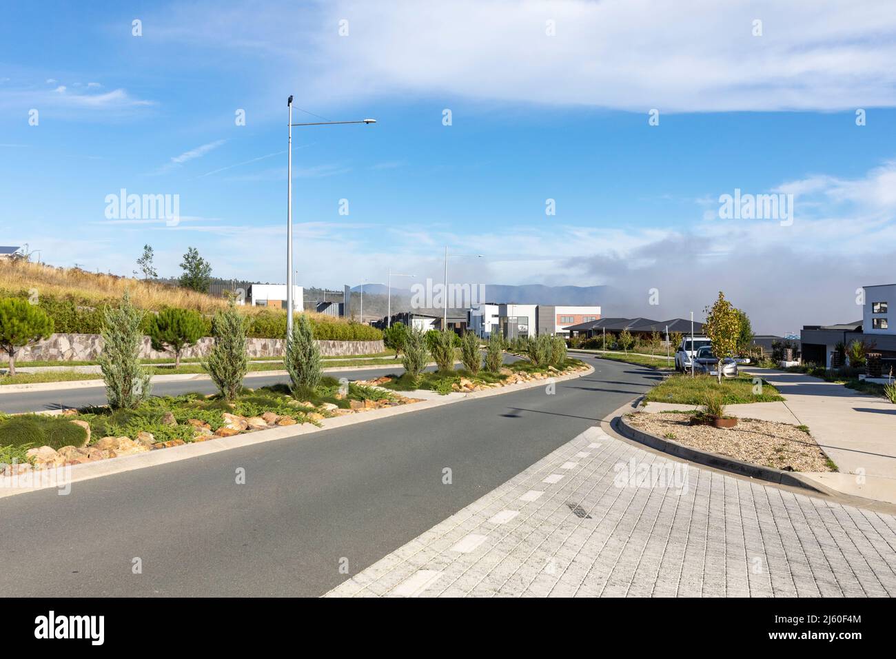 Der neue Vorort Canberra wird am Denman Prospect im Molonglo Valley in Canberra, ACT, Australien gegründet Stockfoto