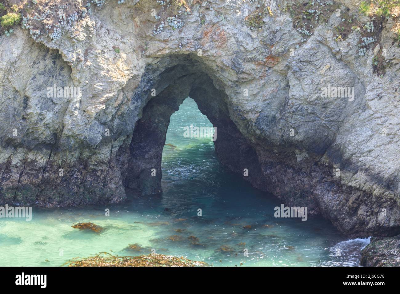 China Cove Rock Arch im Point Lobos State Natural Preserve, Monterey County, Kalifornien. Stockfoto