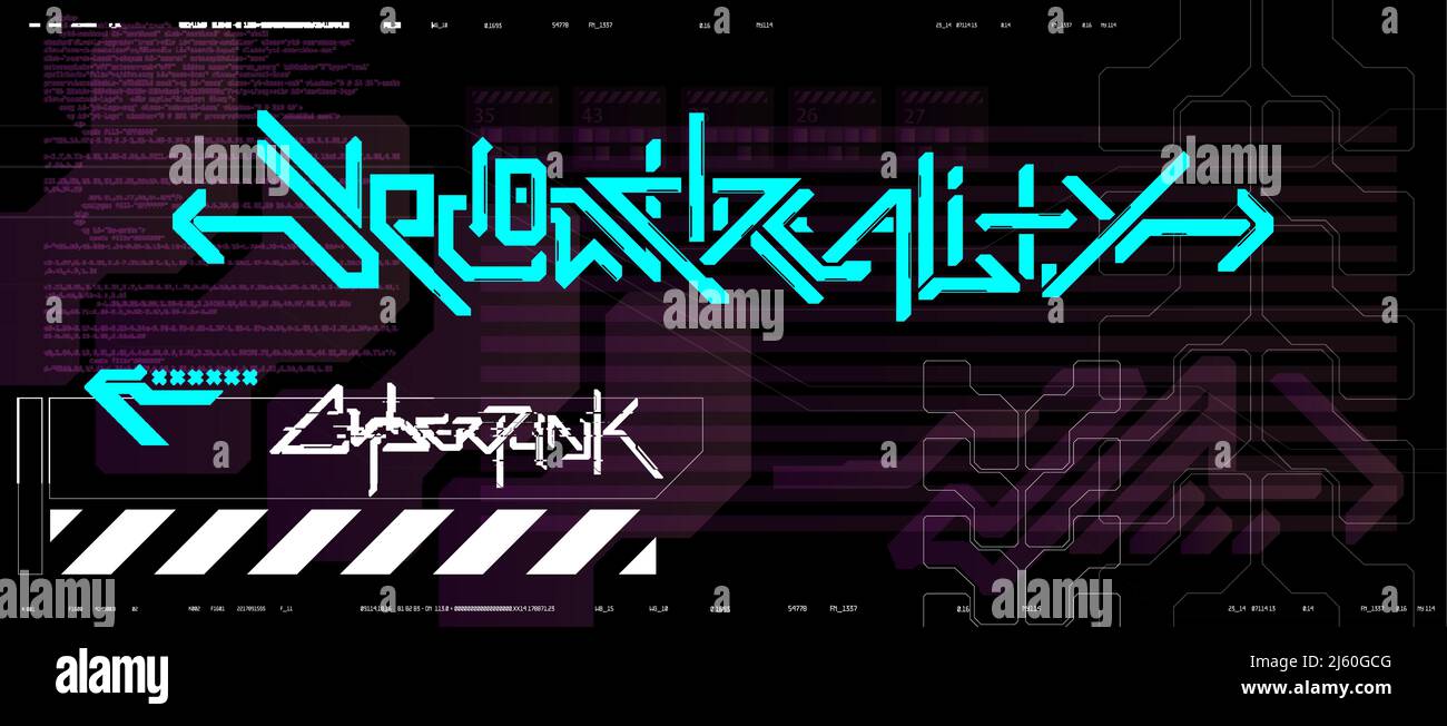 Futuristische Kalligraphie im Cyberpunk-Stil. Typografie-Vorlage Stock Vektor