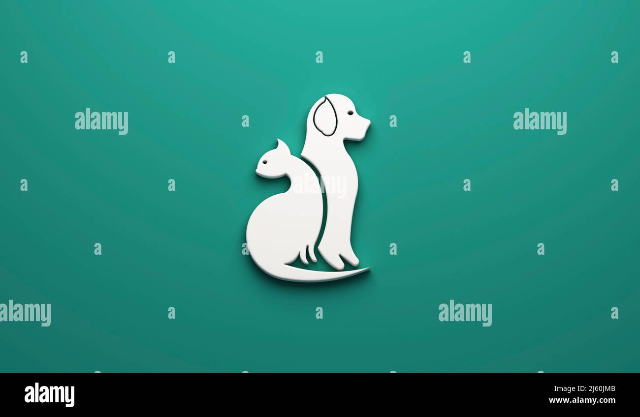 3D Logo Hund und Katze Silhouetten Symbol Web Bild Grafik Clip Art ...