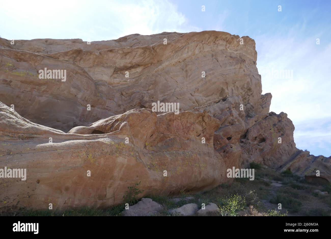 Agua Dulce, Kalifornien, USA 17.. April 2022 Eine allgemeine Ansicht der Atmosphäre des Vasquez Rocks Natural Park am 17. April 2022 in Agua Dulce, Kalifornien, USA. An diesem Ort befinden sich Dracula mit Bela Lugosi, The Flintstones Movie, Mel Brooks Blazing Saddles, Bill und Ted's Excellent Adventure mit Keanu Reeves, Planet of the Apes, Star Trek, Austin Powers man of Mystery mit Mike Myers, Army of Darkness, Werwolf of London, Michael Jackson Black and White Video, Bette Midler für die Jungen, Rihanna und Justin Timberlake Rehab Video, Steal My Girl with One Direction, Airwolf, A Team, The Bionic Woman, Stockfoto