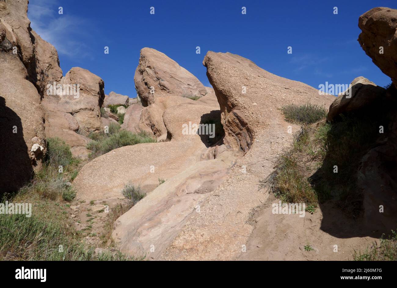 Agua Dulce, Kalifornien, USA 17.. April 2022 Eine allgemeine Ansicht der Atmosphäre des Vasquez Rocks Natural Park am 17. April 2022 in Agua Dulce, Kalifornien, USA. An diesem Ort befinden sich Dracula mit Bela Lugosi, The Flintstones Movie, Mel Brooks Blazing Saddles, Bill und Ted's Excellent Adventure mit Keanu Reeves, Planet of the Apes, Star Trek, Austin Powers man of Mystery mit Mike Myers, Army of Darkness, Werwolf of London, Michael Jackson Black and White Video, Bette Midler für die Jungen, Rihanna und Justin Timberlake Rehab Video, Steal My Girl with One Direction, Airwolf, A Team, The Bionic Woman, Stockfoto