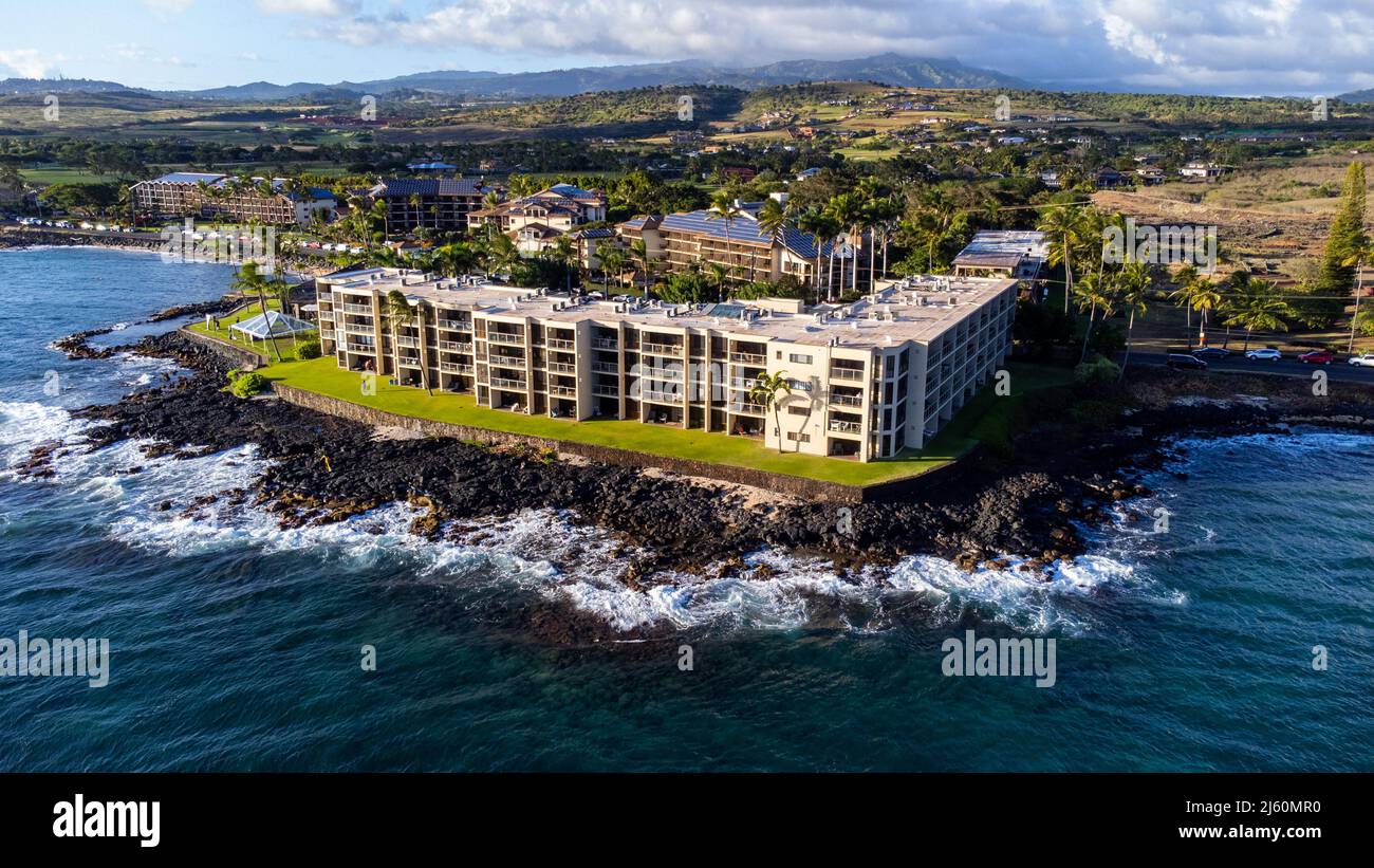 Honu Surf Oceanfront Ferienwohnung, Koloa, Kauai, Hawaii Stockfoto