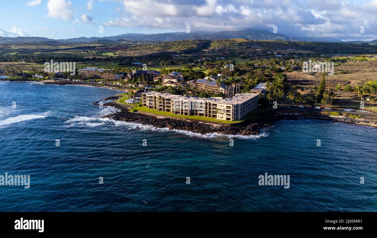 Honu Surf Oceanfront Ferienwohnung, Koloa, Kauai, Hawaii Stockfoto
