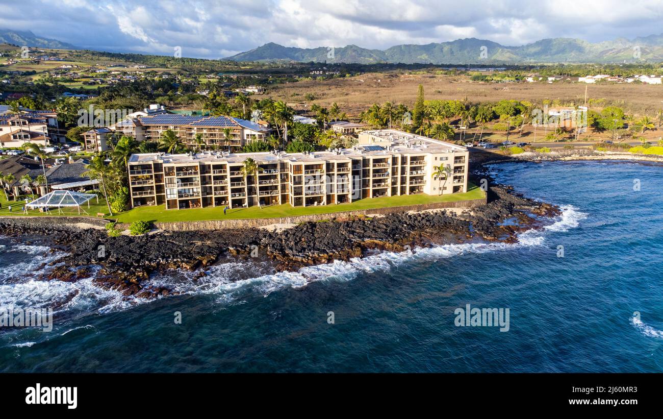 Honu Surf Oceanfront Ferienwohnung, Koloa, Kauai, Hawaii Stockfoto