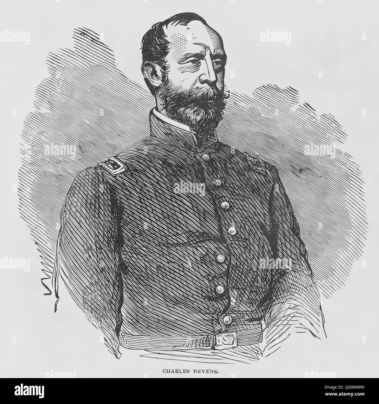 Porträt von Charles Devens Jr., Union Army General im amerikanischen Bürgerkrieg. 19.-Jahrhundert-Illustration Stockfoto