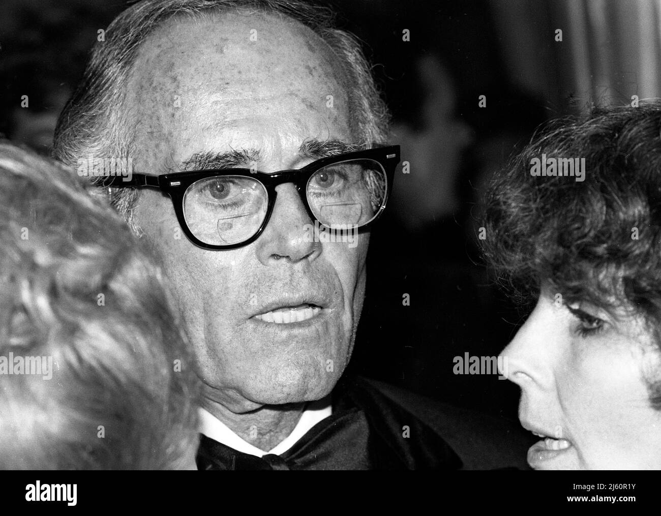 Der legendäre Schauspieler Henry Fonda besuchte um 1970s eine Hollywood-Premiere. Stockfoto