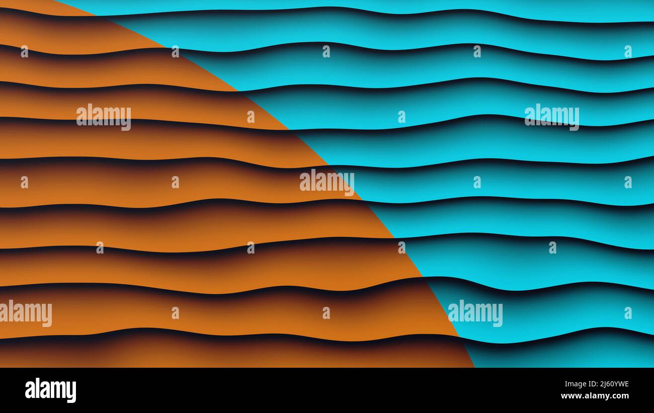 Illustration der Sommerwellen. 3D Render, minimalistisches Hintergrunddesign. Stockfoto