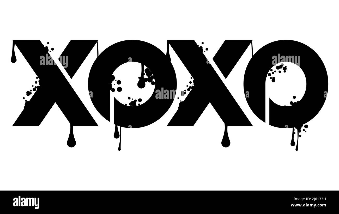 XOXO farbige Graffiti-Tag, Abkürzung, Hugs and Kisses, informeller Begriff zum Ausdruck von Liebe verwendet. Abstrakte moderne Street Art Dekoration durchgeführt in U Stock Vektor
