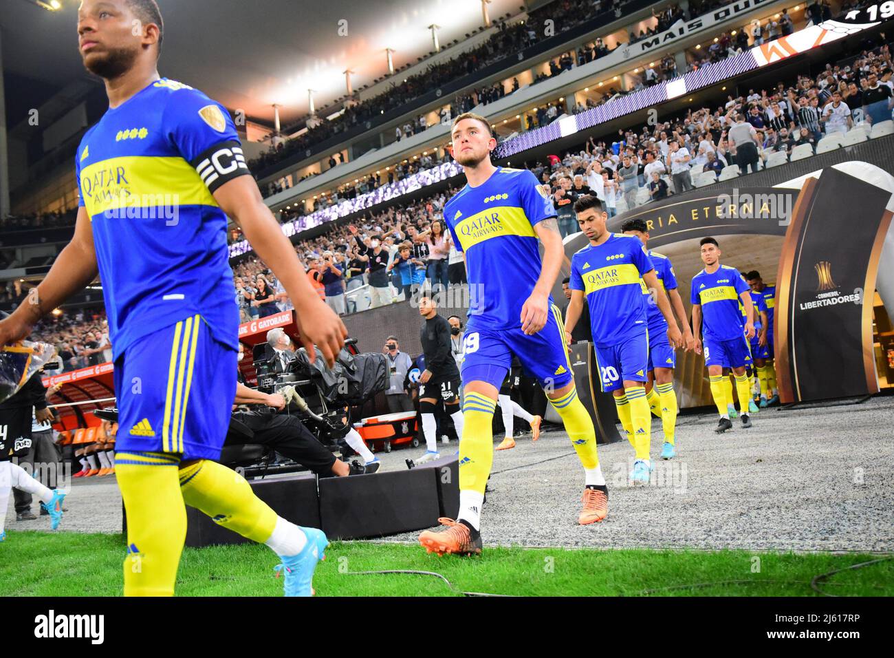 26. April 2022, SÃ£o Paulo, SÃ£o Paulo, Brasilien, Brasilien: SÃƒO PAULO, BRASILIEN - 26. APRIL: Spieler von Boca Junior vor dem Copa CONMEBOL Libertadores-Spiel zwischen S.C. Corinthians und Boca Junior in der Arena Corinthians am 26. April 2022 in SÃ£o Paulo, Brasilien. (Bild: © Leandro Bernardes/PX Imagens via ZUMA Press Wire) Stockfoto