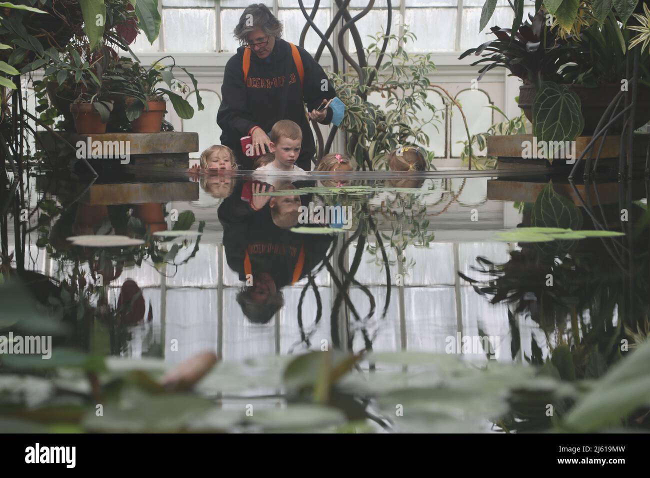 San Francisco, USA. 26. April 2022. Besucher besuchen das Conservatory of Flowers im Golden Gate Park in San Francisco, USA, 26. April 2022. Quelle: Liu Yilin/Xinhua/Alamy Live News Stockfoto