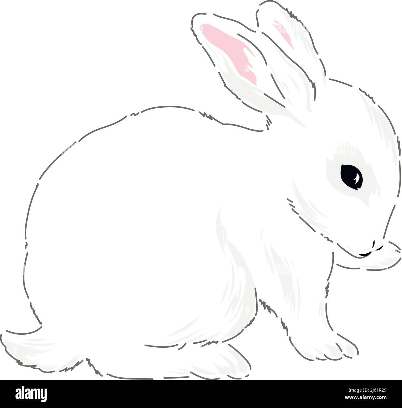 Niedliche Frühling Osterhase Hand gezeichnet Vektor-Illustration isoliert auf weiß. Klassischer Vintage-Druck in ästhetischer Optik. Stock Vektor