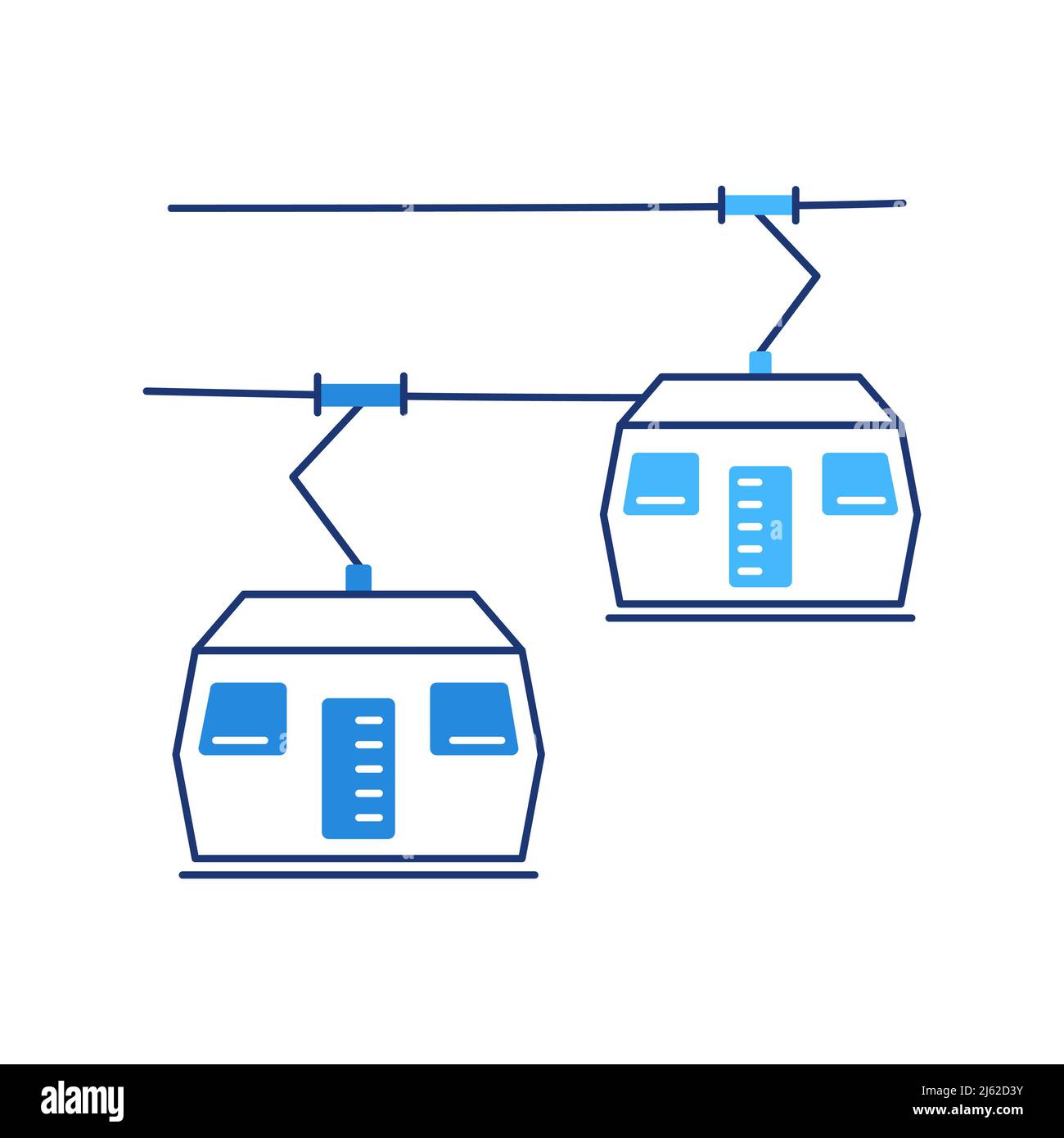 Vektor-Illustration der Cartoon-Seilbahn auf weißem Hintergrund. Stock Vektor