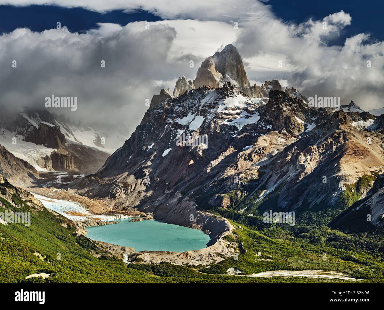 Mount Fitz Roy und Laguna Torre, Nationalpark Los Glaciares, Patagonien, Argentinien Stockfoto