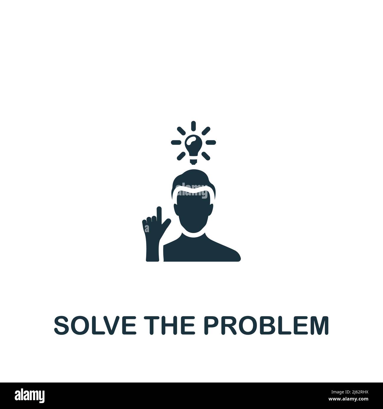 Lösen Sie das Problemsymbol. Monochrom Simple Brain Process Icon für Vorlagen, Webdesign und Infografiken Stock Vektor