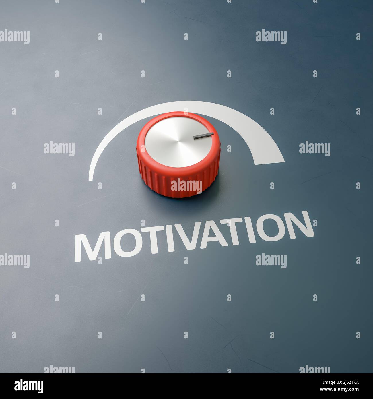 Red Knob wurde mit dem Wort „Motivation“ als Label auf die volle Skala gestellt – Konzept für Maßnahmen zur Verbesserung der Motivation. Kopieren Sie Platz um für bessere croppin Stockfoto