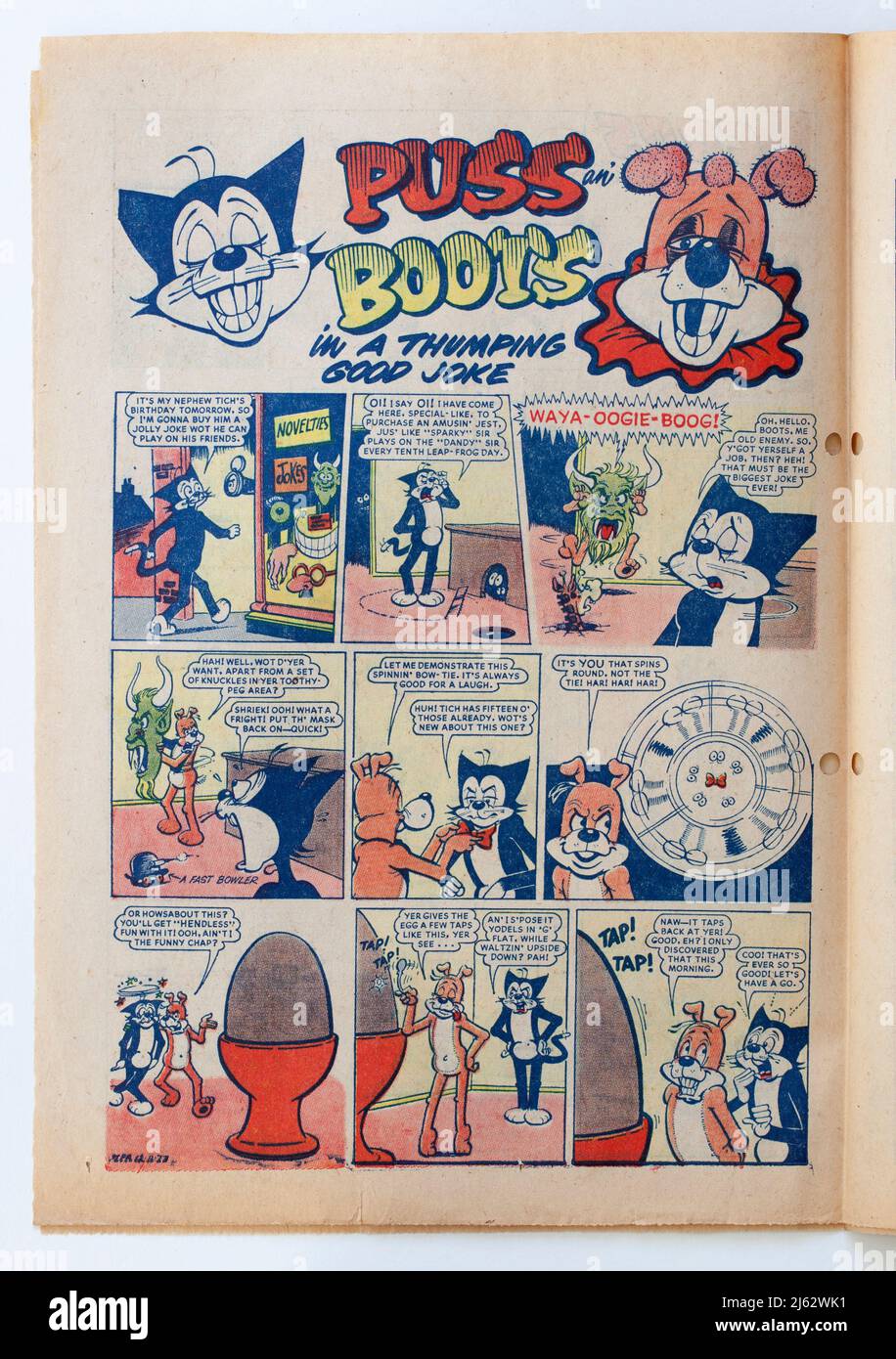 Cartoon Strip von Puss an' Boots aus dem Jahr 1970s britischer Sparky Comic Stockfoto