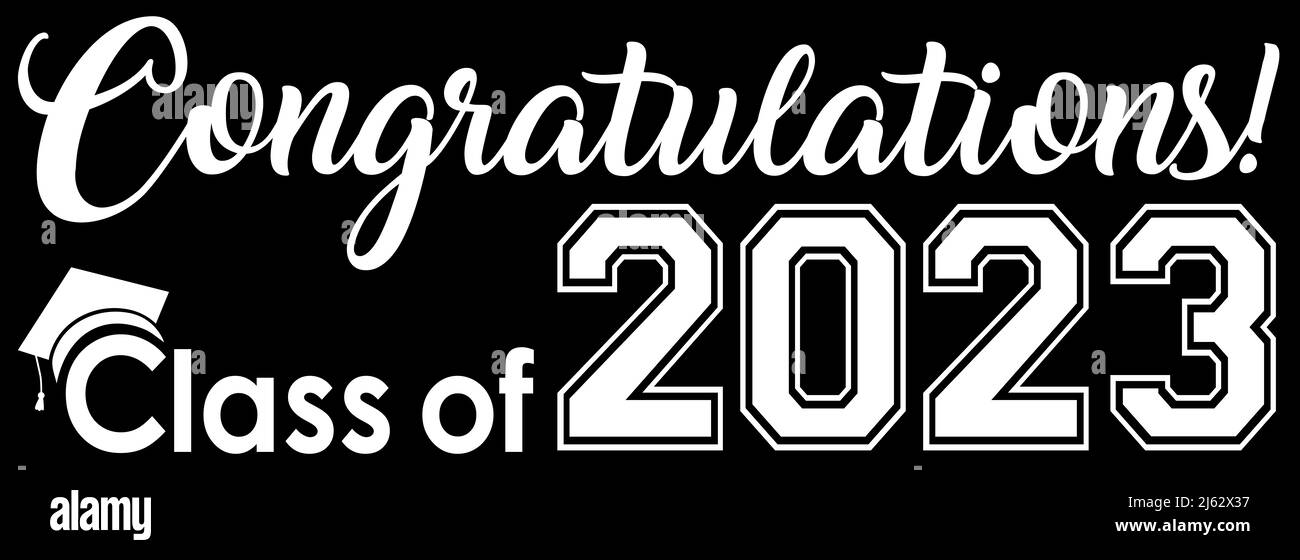Gratulation Class of 2023 Banner Back Hintergrundgrafik Stockfoto