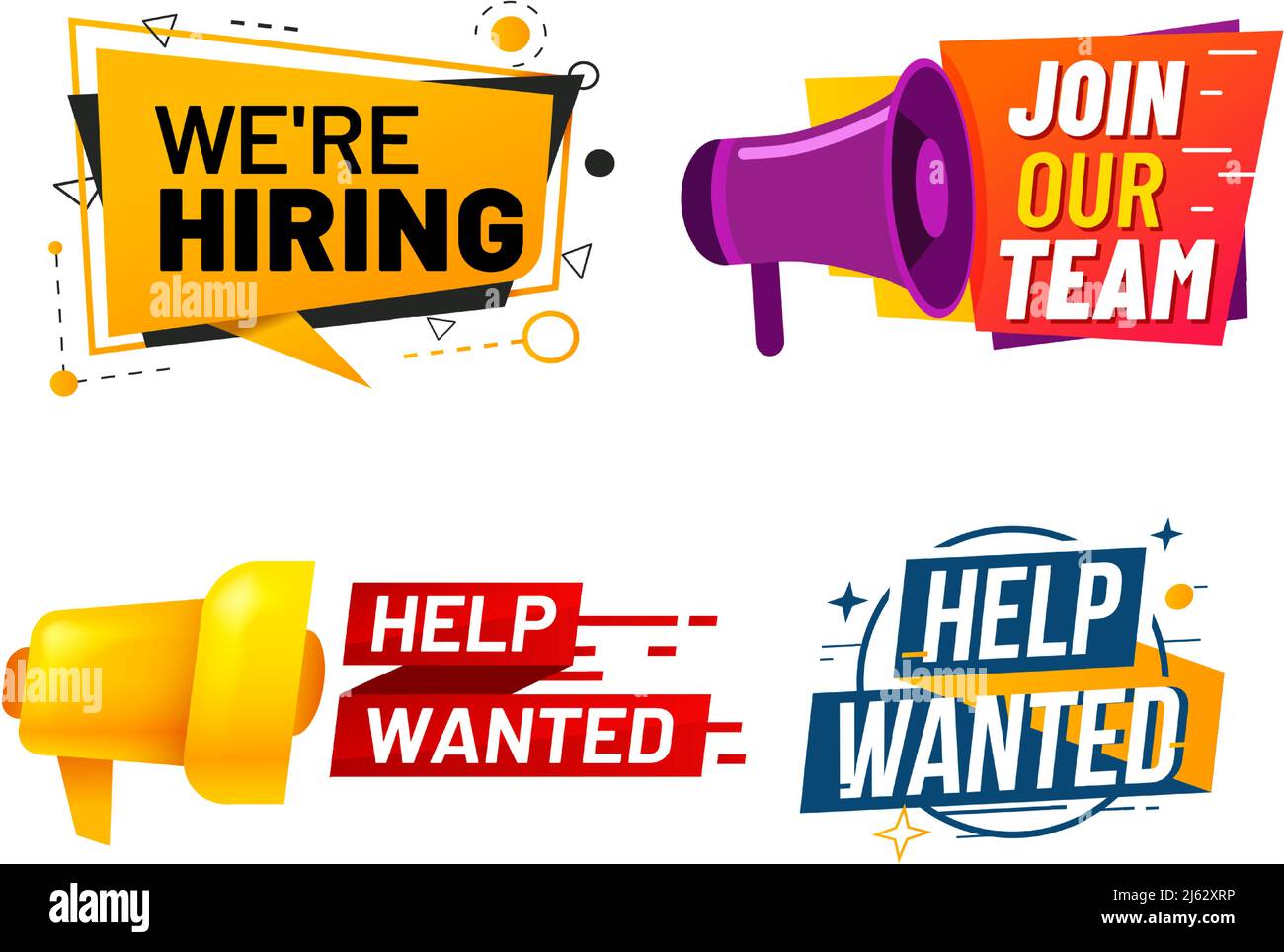 Werbebanner mit Sprecher, wir Einstellung und Hilfe gesucht Stock Vektor