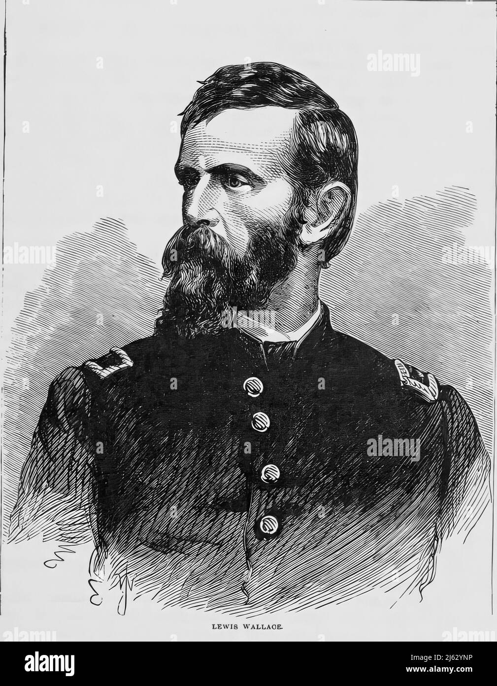 Porträt von Lew Wallace, General der Union Army im amerikanischen Bürgerkrieg. 19.-Jahrhundert-Illustration Stockfoto