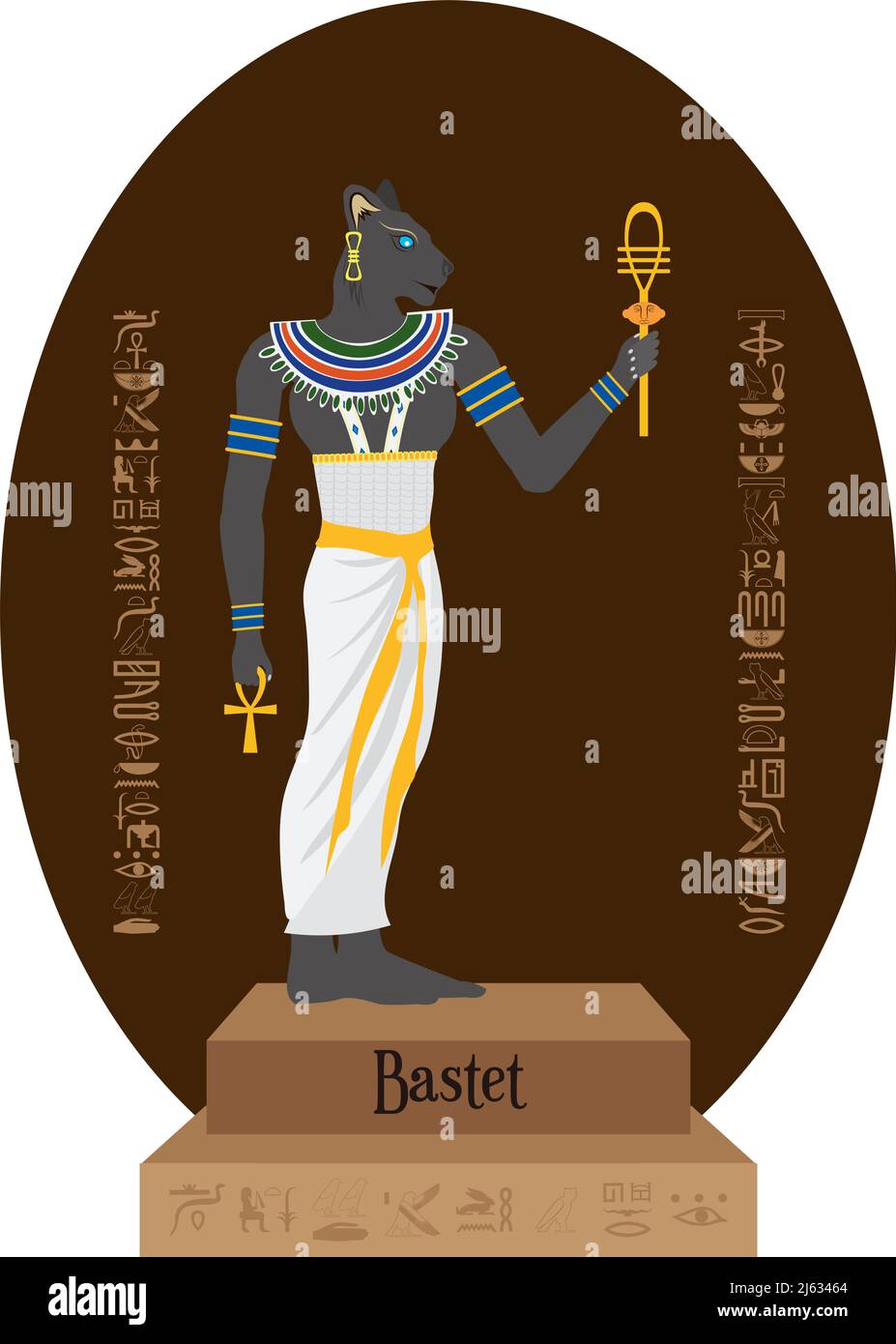 Illustration Vektor isoliert von ägyptischen Gott, Bastet. Stock Vektor