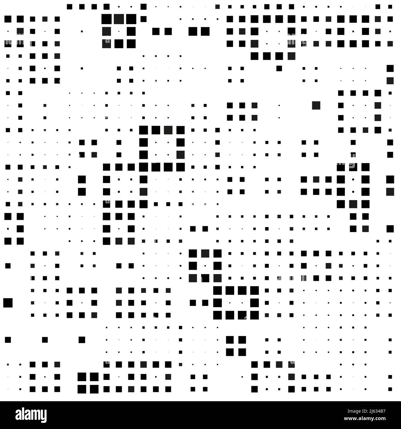 Schwarz-Weiß Mosaik nahtloser Pixelhintergrund. Vektorgrafik Stock Vektor
