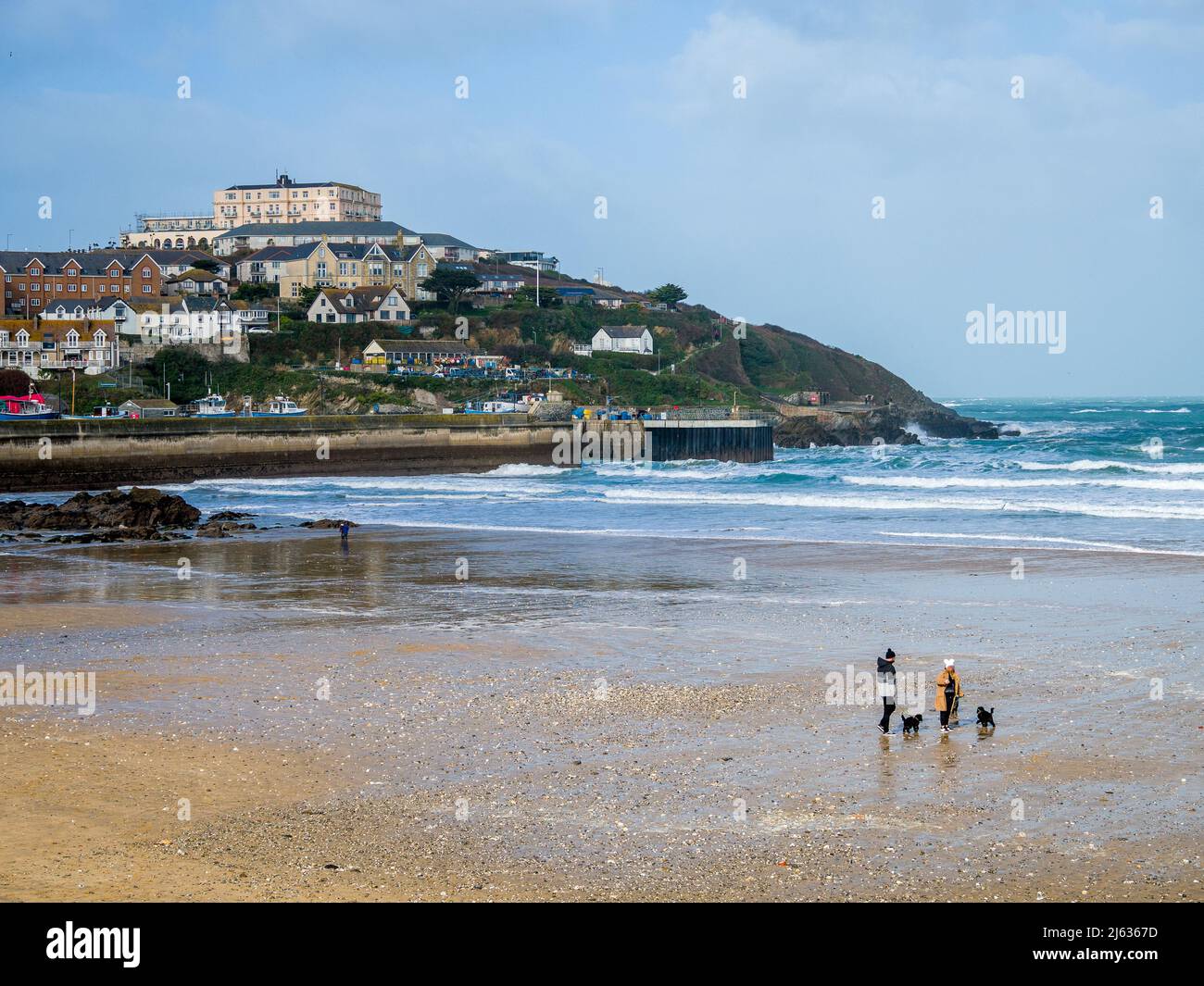 Newquay Cornwall bei einem Sturm Stockfoto