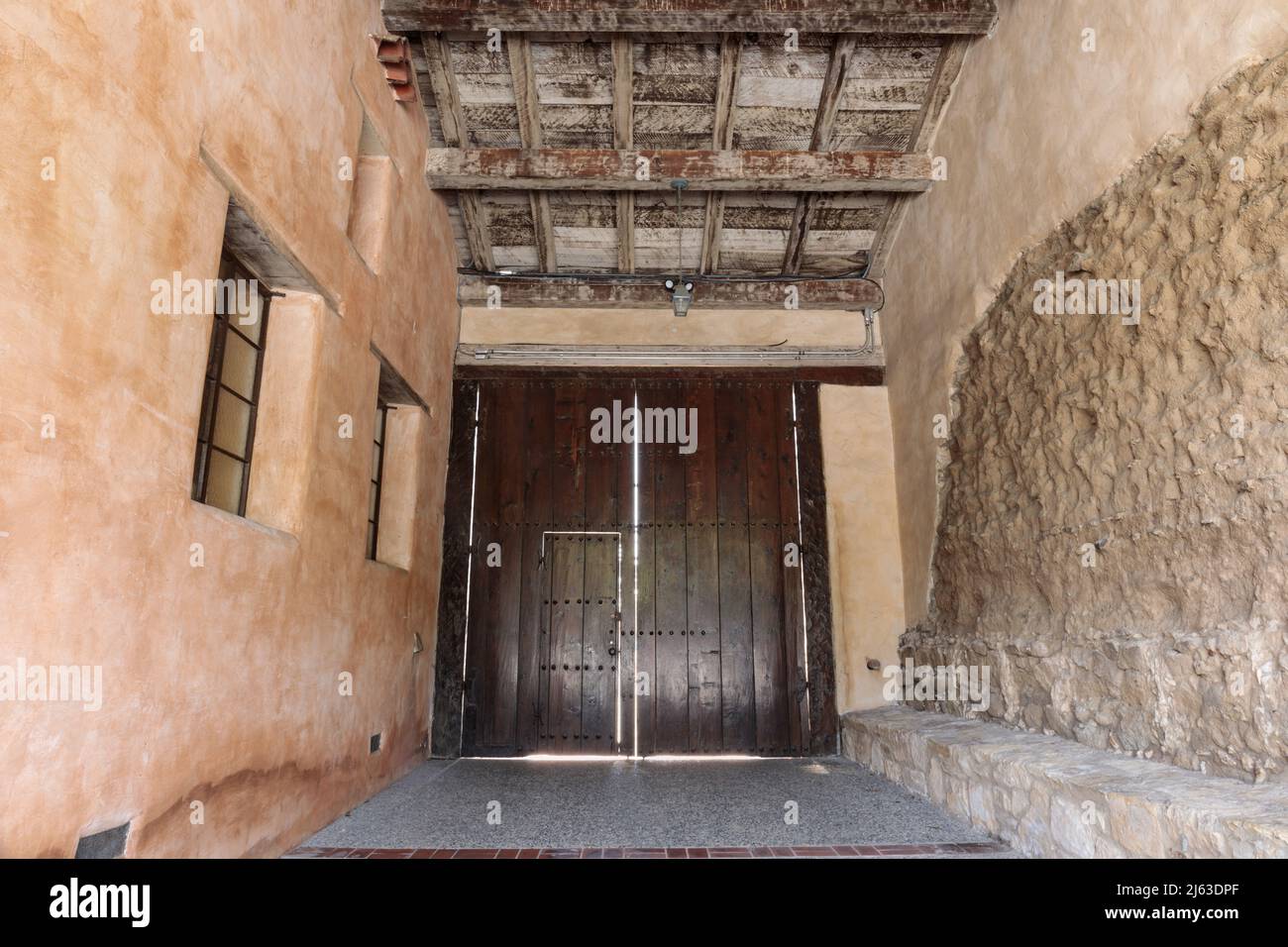 Eintritt zur Carmel Mission in Monterey County, Kalifornien, USA. Stockfoto