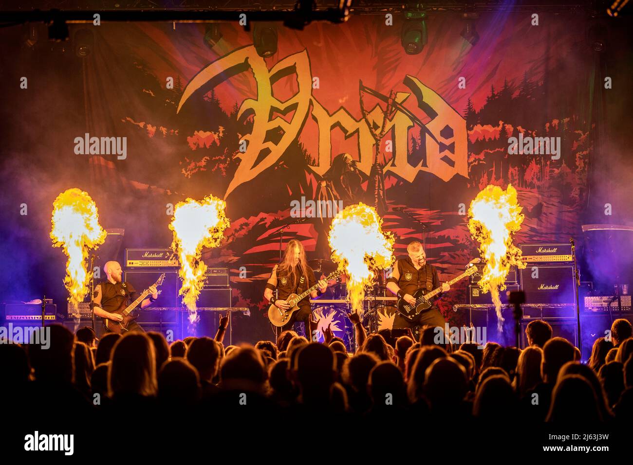 Oslo, Norwegen. 16., April 2022. Die norwegische Black Metal Band Vreid spielt ein Live-Konzert im Rockefeller während des norwegischen Metal Festivals Inferno Metal Festival 2022 in Oslo. (Foto: Gonzales Photo - Terje Dokken). Stockfoto