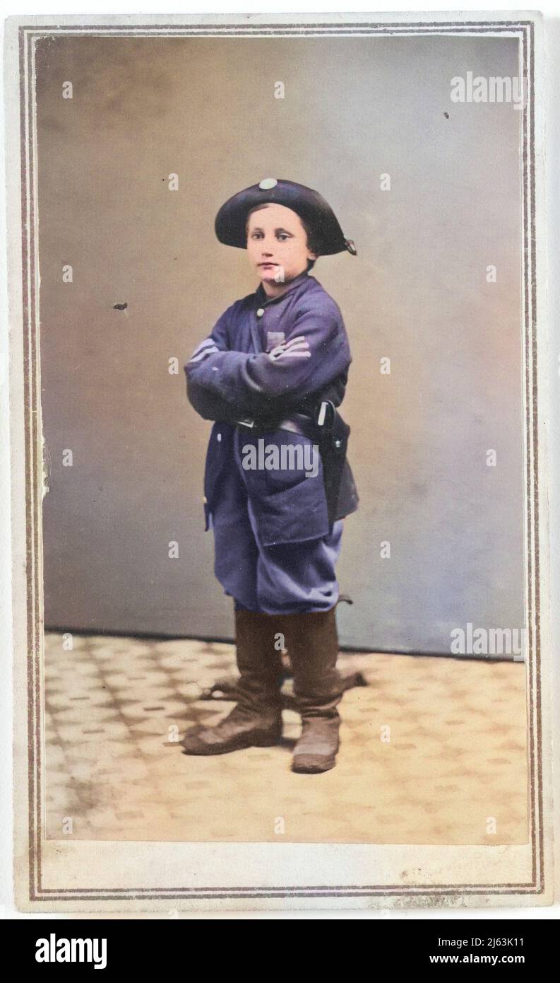 Der zwölfjährige Sergeant John Lincoln Clem, der Schlagzeuger Boy von Chickamauga Ca. 1864. Von Morse & Peaslee, Galerie der Cumberland. Stockfoto