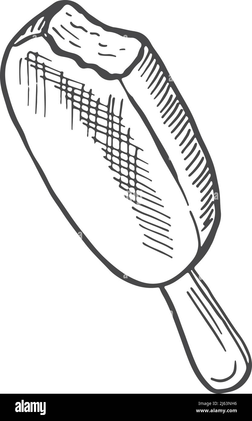 Skizze Eisbar. Gefrorene Schokolade Dessert auf Stick Stock Vektor