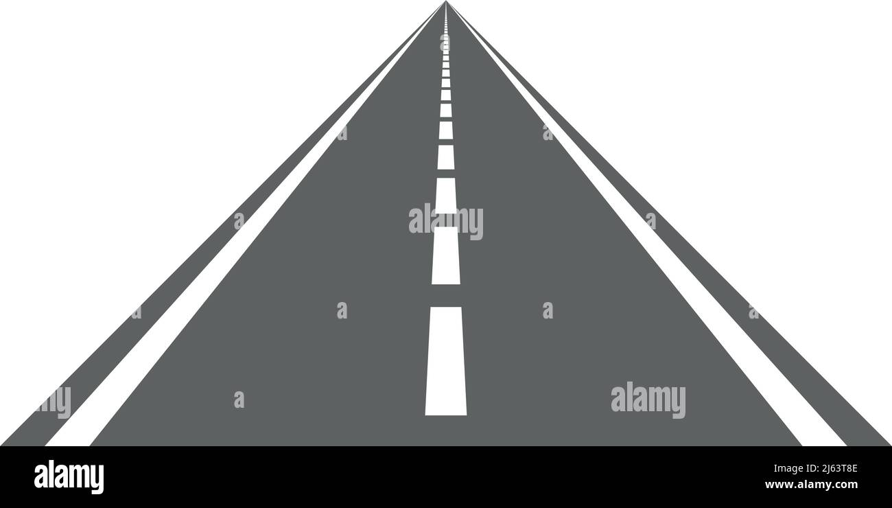 Straße in Perspektive. Geradeaus. Asphaltstraße Stock Vektor