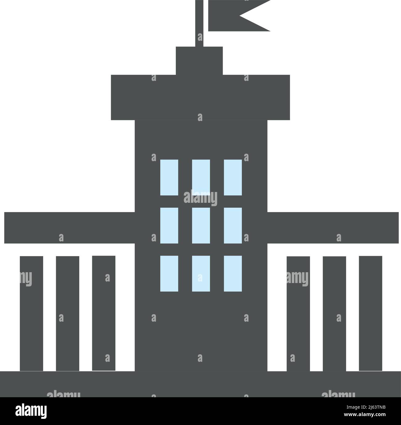 Symbol „Regierung“. Außenansicht des öffentlichen Servicegebäudes der Stadt Stock Vektor