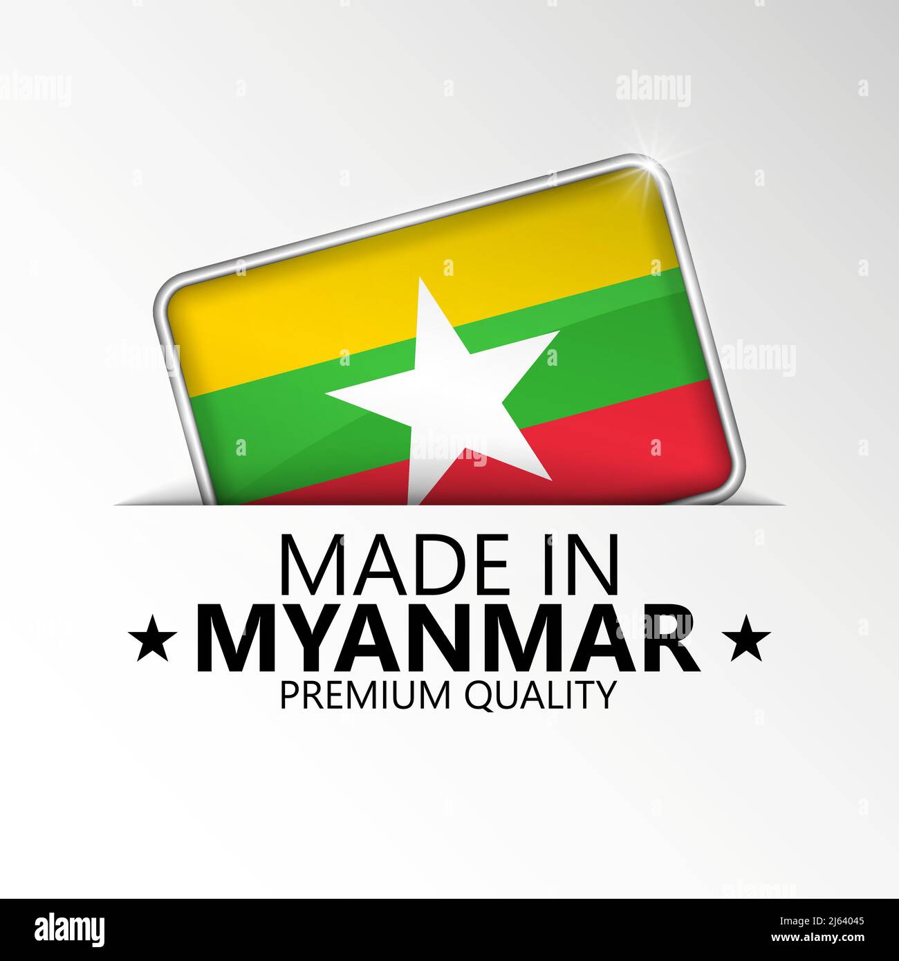 Made in Myanmar Grafik und Label. Element der Wirkung für die Verwendung, die Sie daraus machen möchten. Stock Vektor