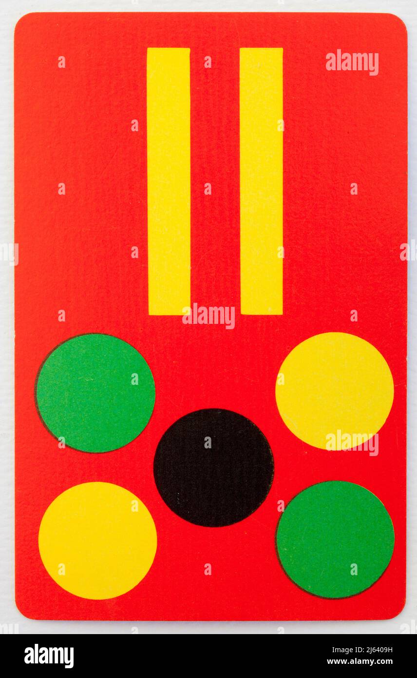 Spielkarte mit Punkten und Streifen Stockfoto