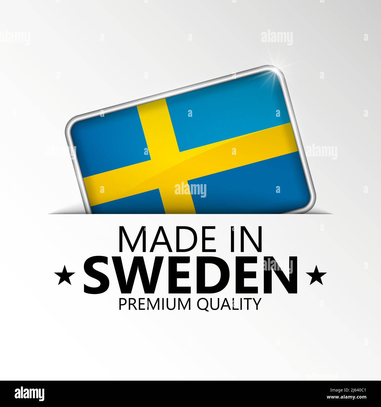 Made in Sweden Grafik und Label. Element der Wirkung für die Verwendung, die Sie daraus machen möchten. Stock Vektor