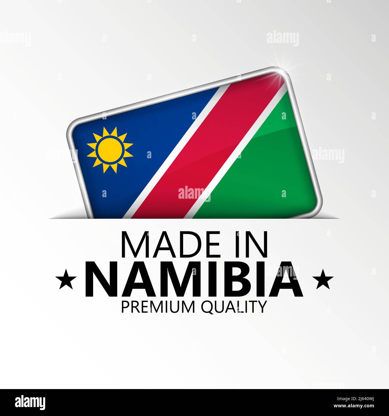 Made in Namibia Grafik und Label. Element der Wirkung für die Verwendung, die Sie daraus machen möchten. Stock Vektor