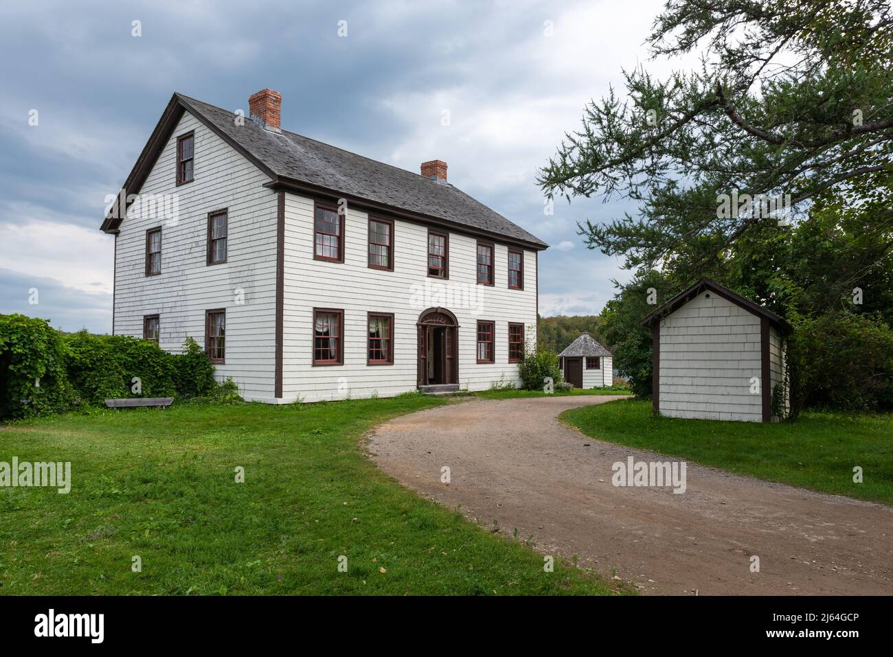 House of Kings Landing, ein historisches Museumsdorf der Siedlung (Prince William, New Brunswick, Kanada). Stockfoto