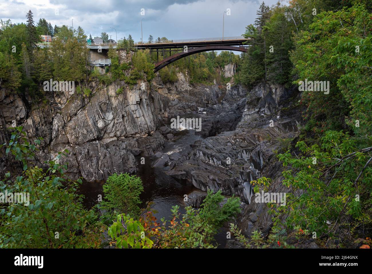 Brücke über den Canyon des St John River bei Grand Falls, Nouveau-Brunswick, Kanada Stockfoto