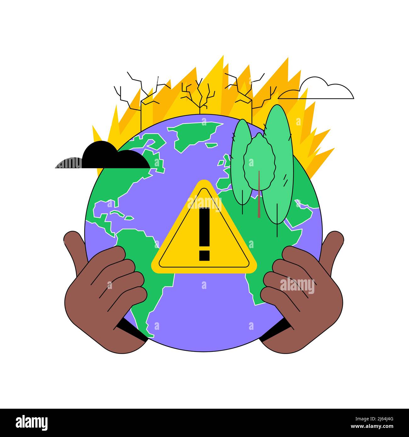 Wildfires abstrakte Konzept Vektor-Illustration. Waldbrände, Brandbekämpfung, Waldbrände verursachen, Verlust von Wildtieren, Folgen der globalen Erwärmung, Naturkatastrophe, abstrakte Metapher für heiße Temperaturen. Stock Vektor