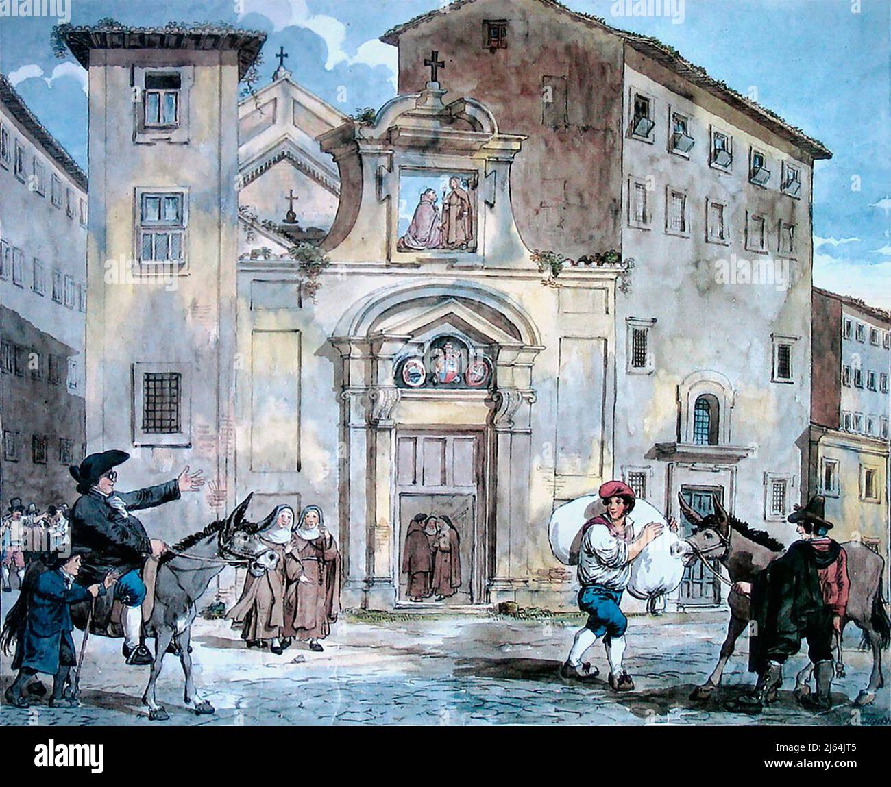 Sant'Urbano a Campo Carleo, Aquarell von Achille Pinelli (1834) Stockfoto